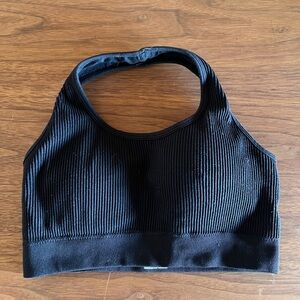 Black Ribbed Women's Sports Bra - free with purchase